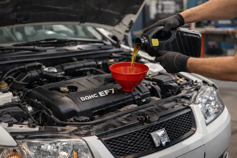 تعویض روغن موتور سمند EF7 در تعمیرگاه